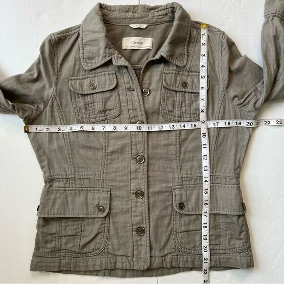 Caslon Cotton Khaki Green Quarter Sleeve Jacket Trench Coat Blazer Size M - Picture 13 of 15